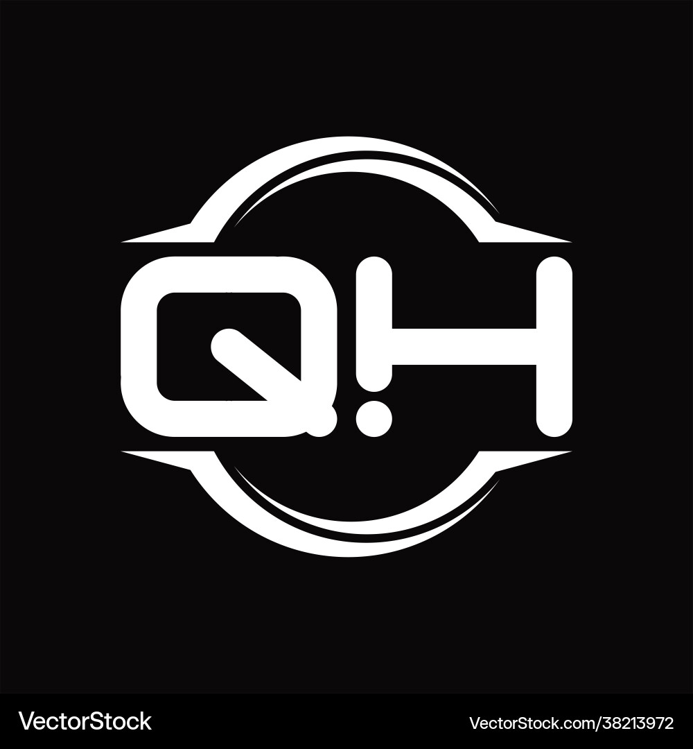 Qh logo monogram with circle rounded slice shape Vector Image