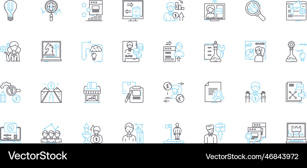 Resource allocation linear icons set Resource allocation linear icons set vector image