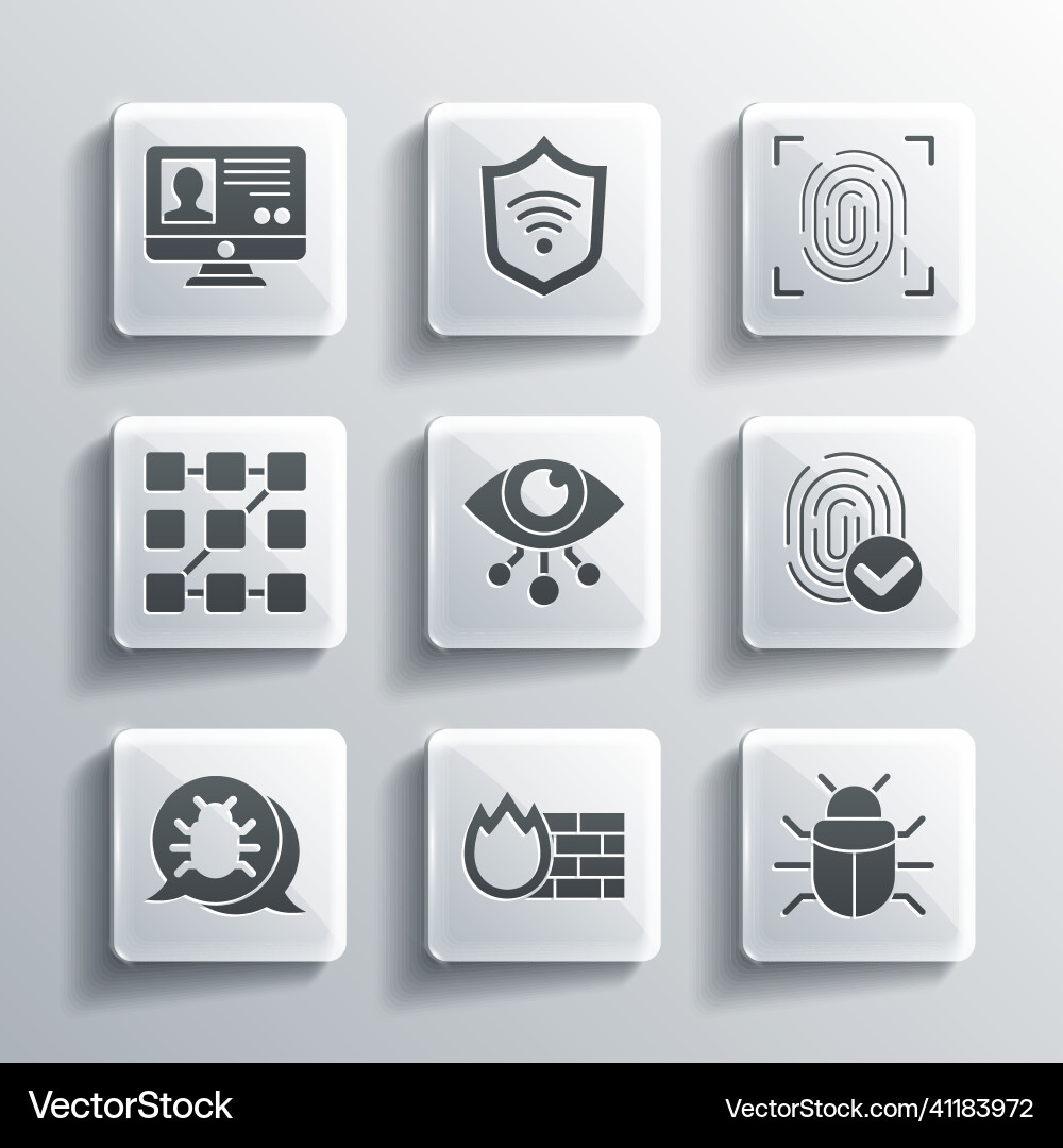 Set firewall security wall system bug Set firewall security wall system bug vector image