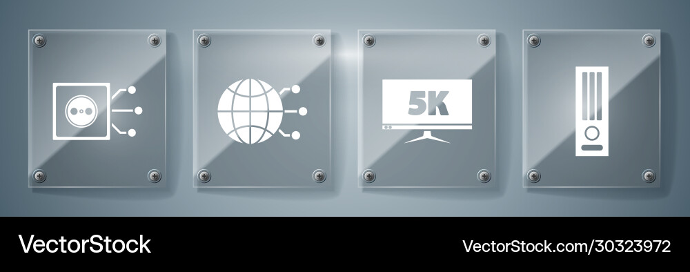 Set video game console monitor display with 5k Set video game console monitor display with 5k vector image