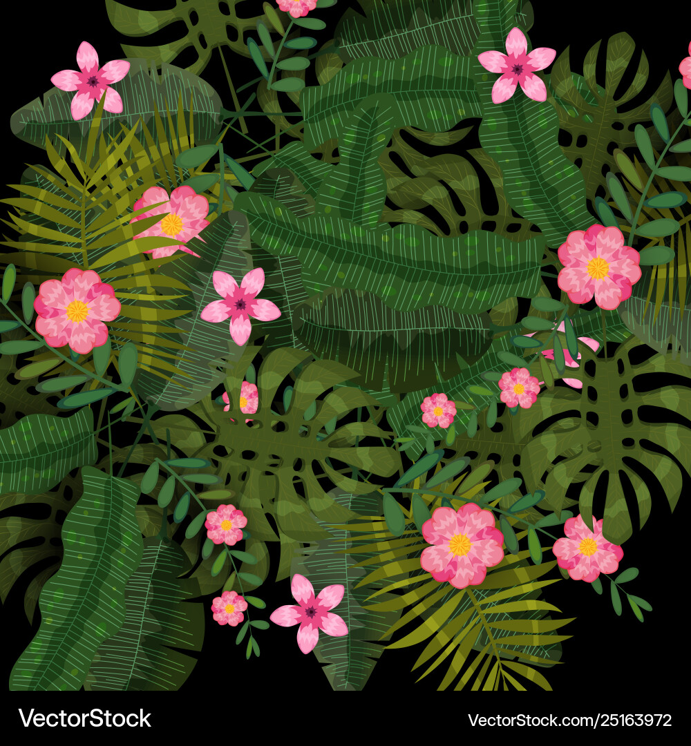Sommer exotische Pflanzen und Hibiscus Blumen tropische Sommer exotische Pflanzen und Hibiscus Blumen tropische vektorbild