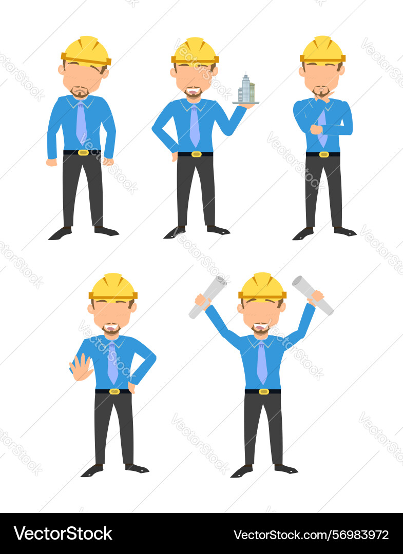 Teamwork in action worker uniform set featuring Vector Image