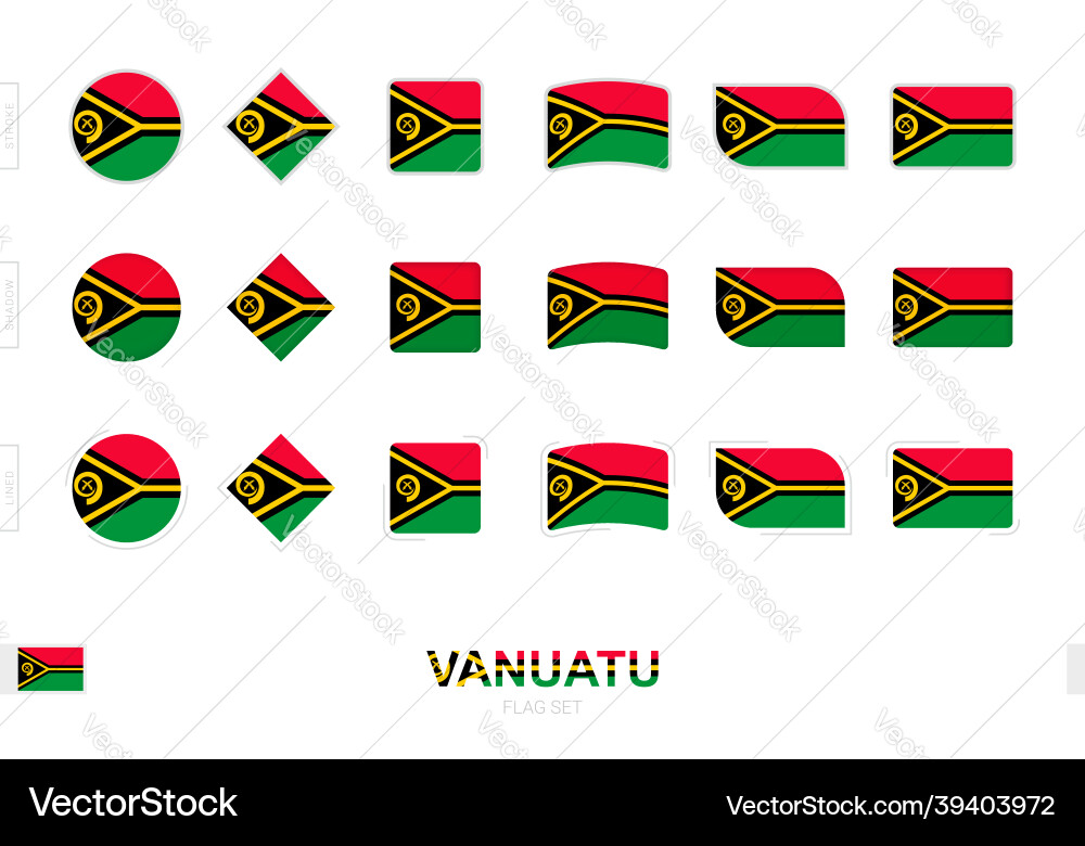 Vanuatu flag set simple flags of Vanuatu flag set simple flags of Vector Image