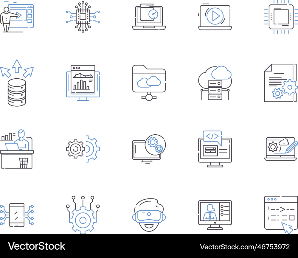 Website and computer outline icons collection Website and computer outline icons collection vector image