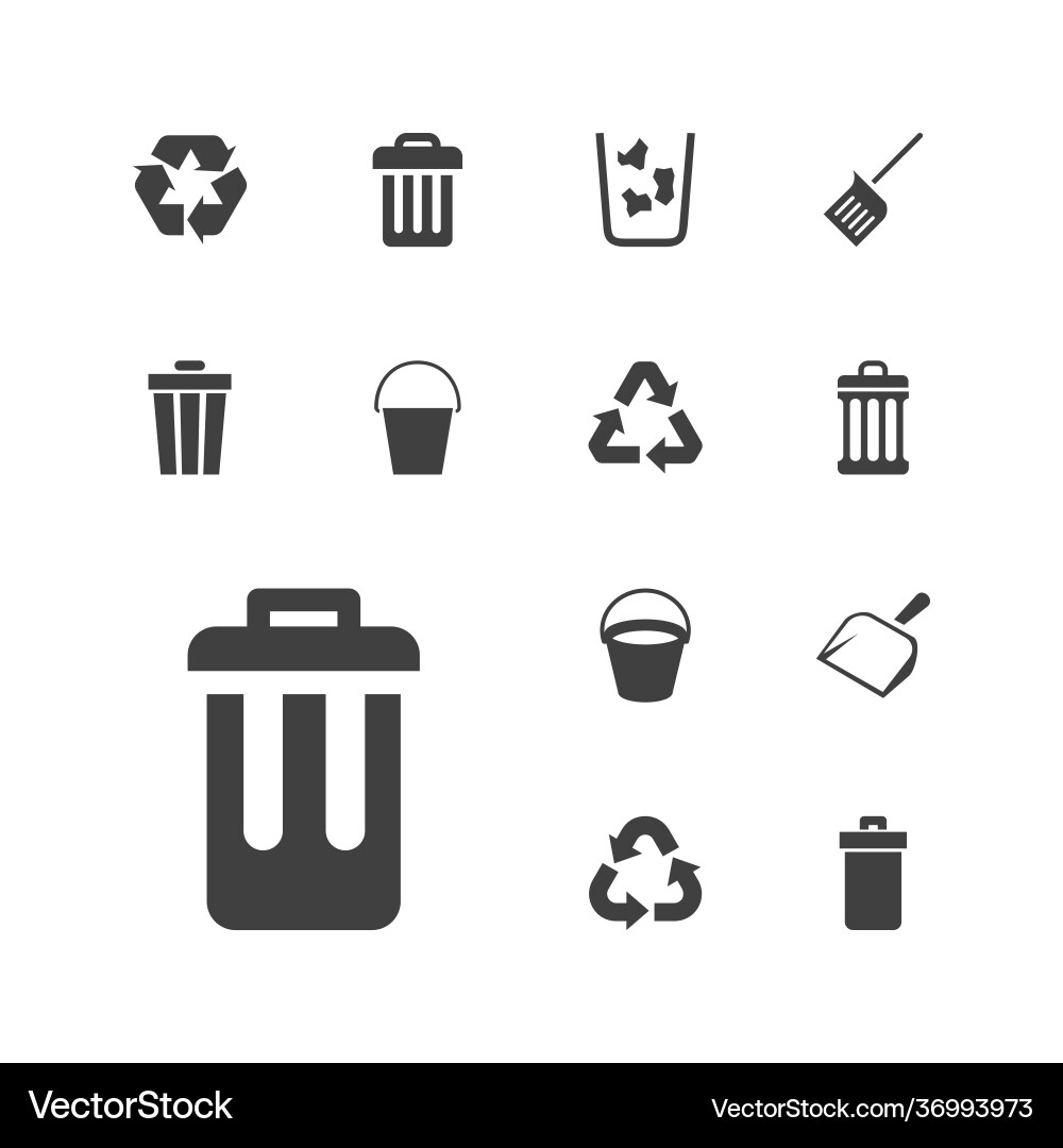 13 garbage icons vector image