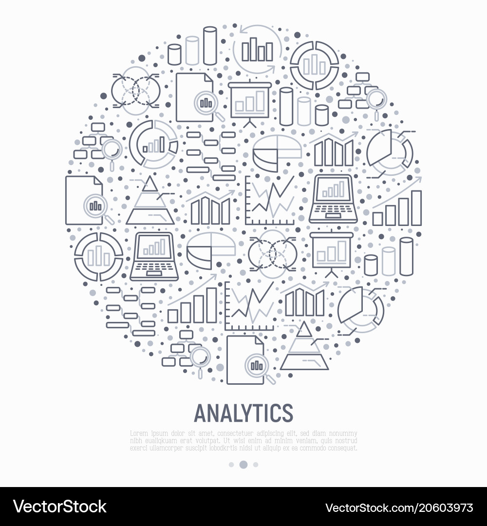 Analytics Circle with Line Icons vector image