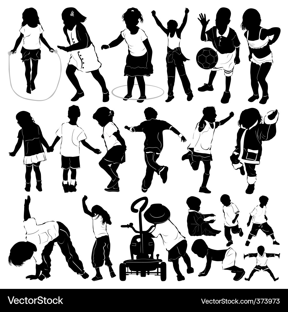 Children Playing Outdoors Vector Image