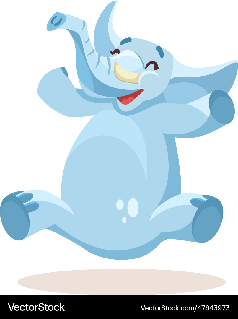 Cute blue elephant character jumping with joy Cute blue elephant character jumping with joy vector image