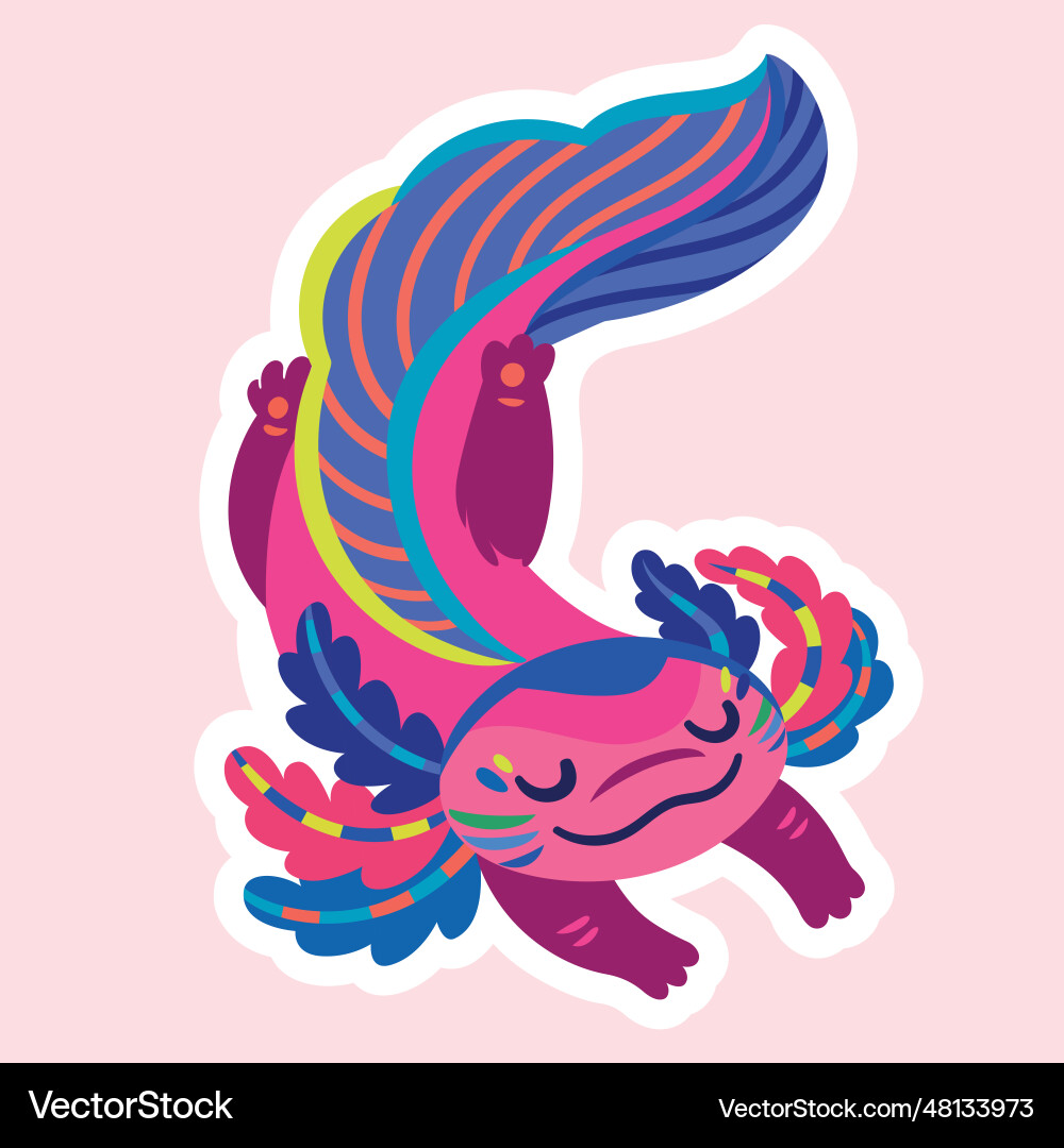 Cute cartoon axolotl amphibian creature Cute cartoon axolotl amphibian creature vector image