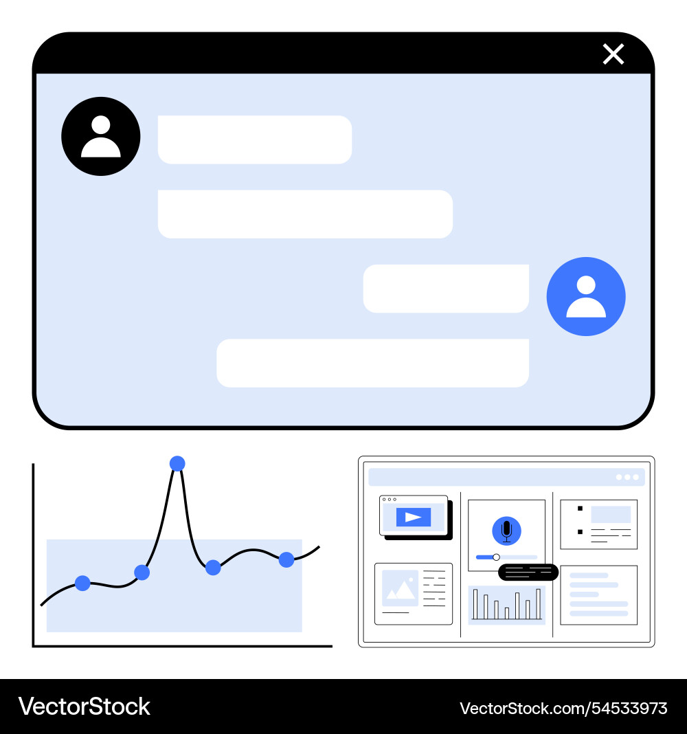 Digital communication and data analysis interface Vector Image