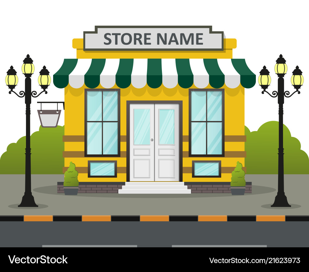 Flat design store front with place for name Flat design store front with place for name Vector Image