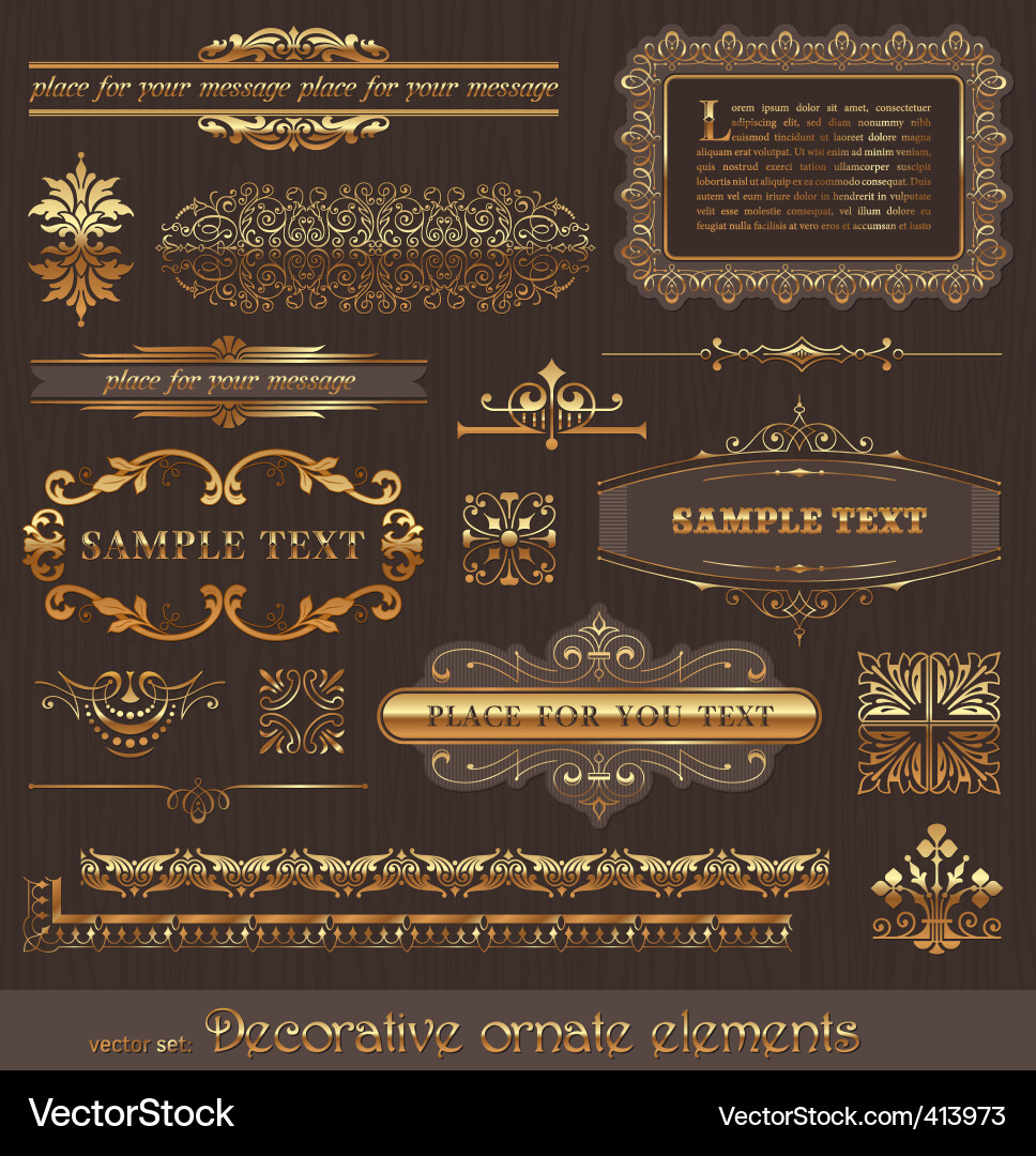 Golden Page Decor Elements vector image