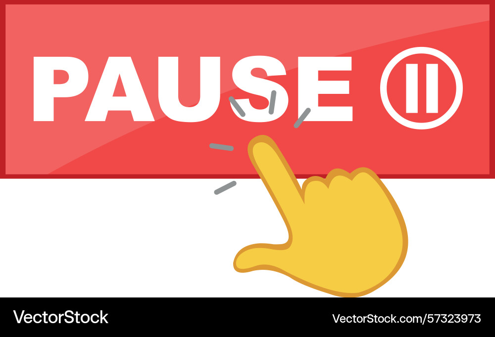 Hand push pause button vector image