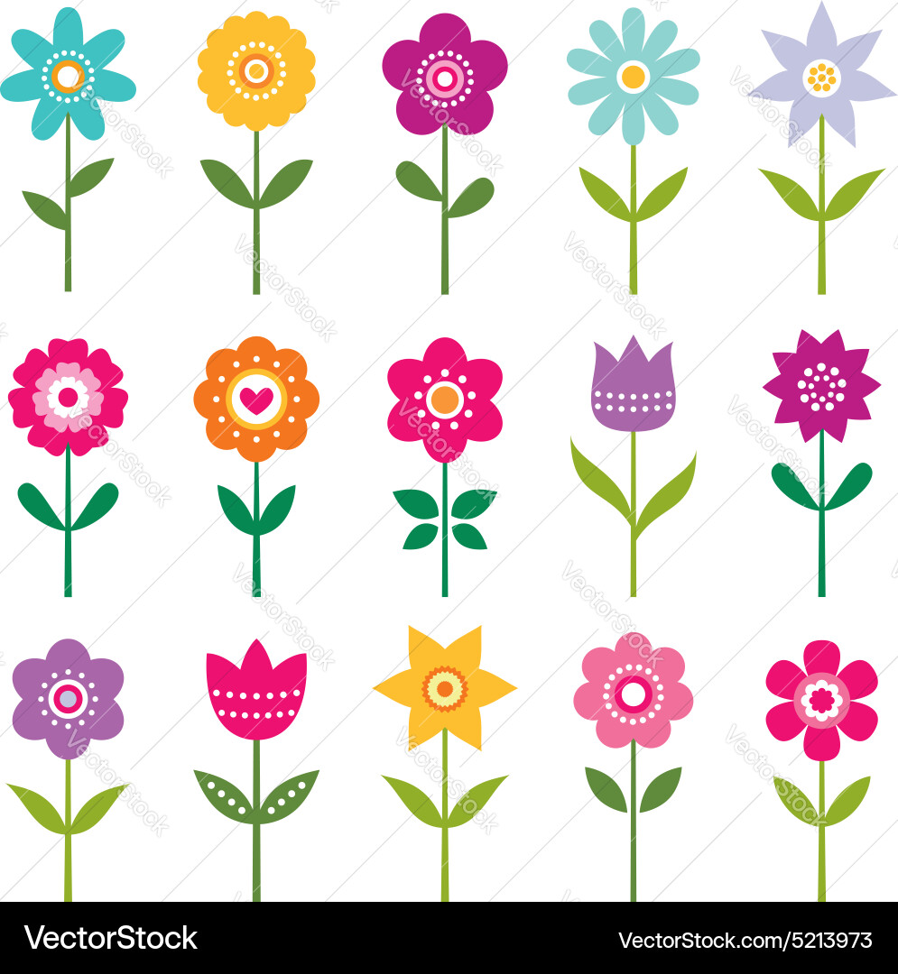 Isolated flowers set Royalty Free Vector Image