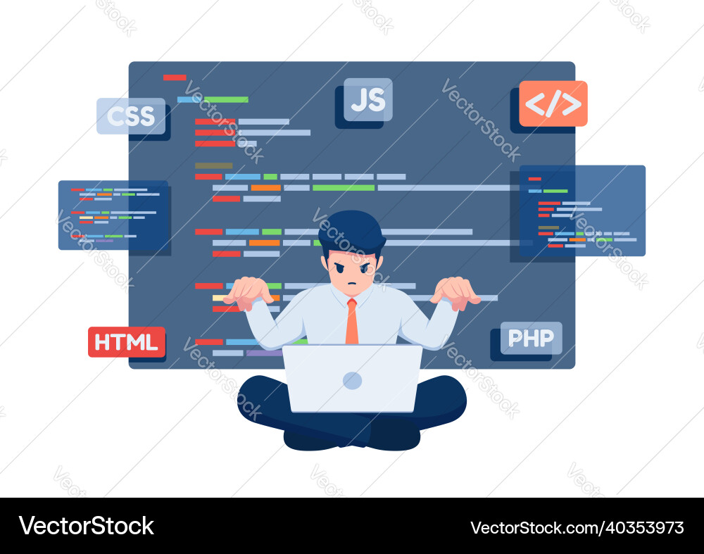 Isometric Programmer Businessman Coding Vektorbild