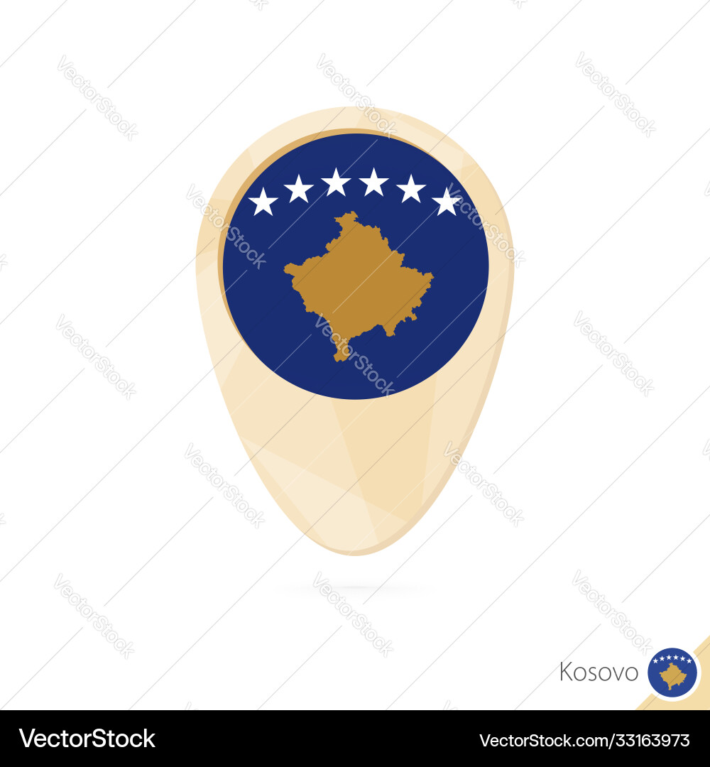 Map pointer with flag kosovo orange abstract Vector Image