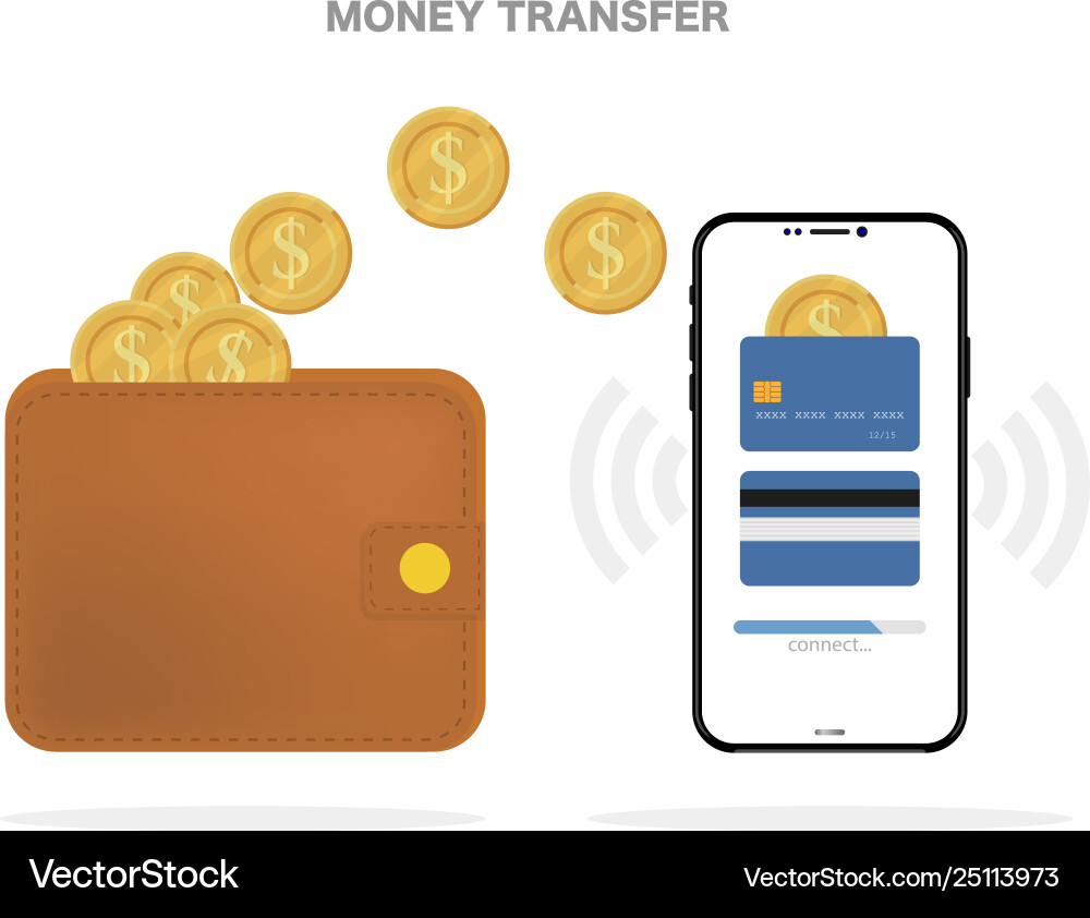 Money transfer mobile payment isolated background Money transfer mobile payment isolated background vector image
