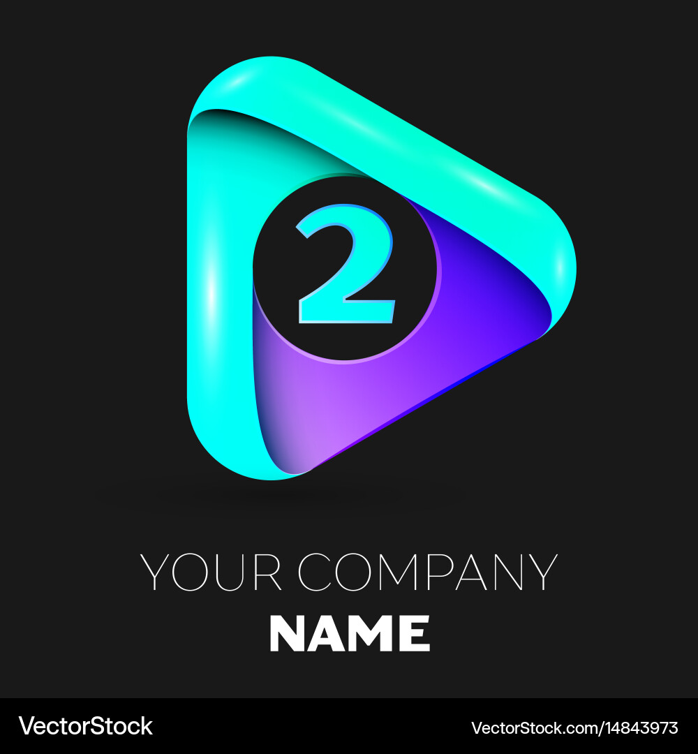 Number two symbol in the colorful triangle vector image