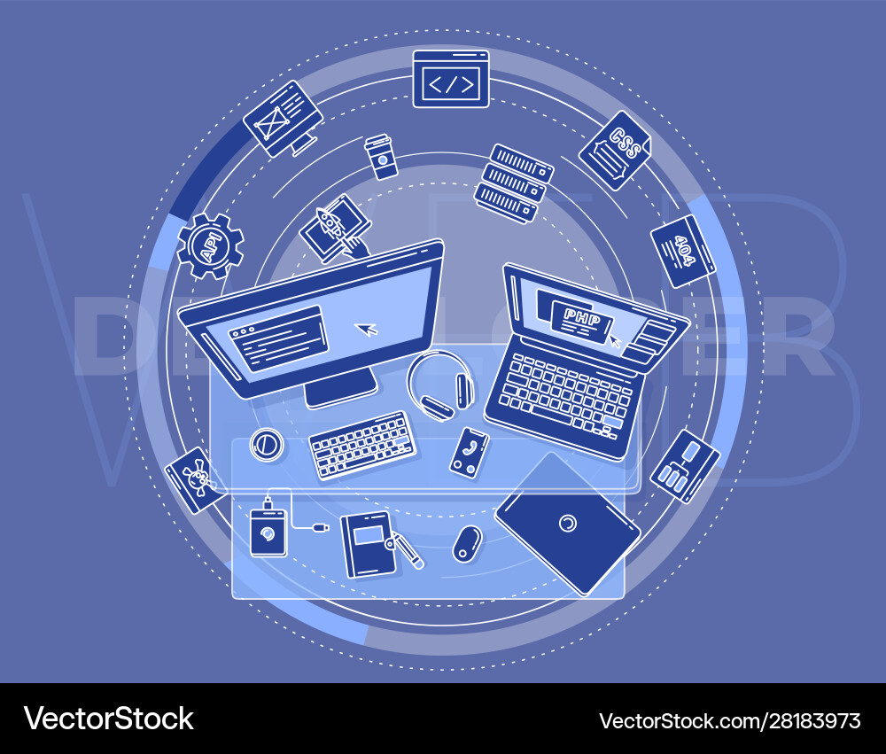 On topic web development Vector Image