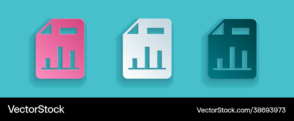 Paper cut document with graph chart icon isolated Paper cut document with graph chart icon isolated Vector Image