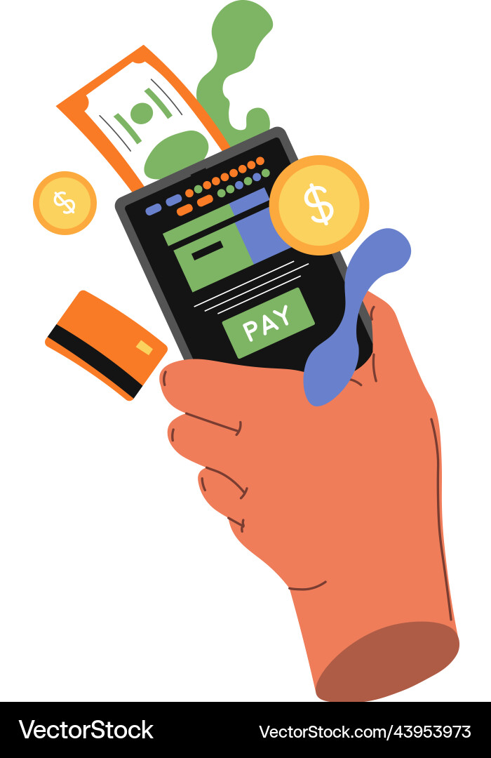 Paying with smartphone nfc function Paying with smartphone nfc function vector image