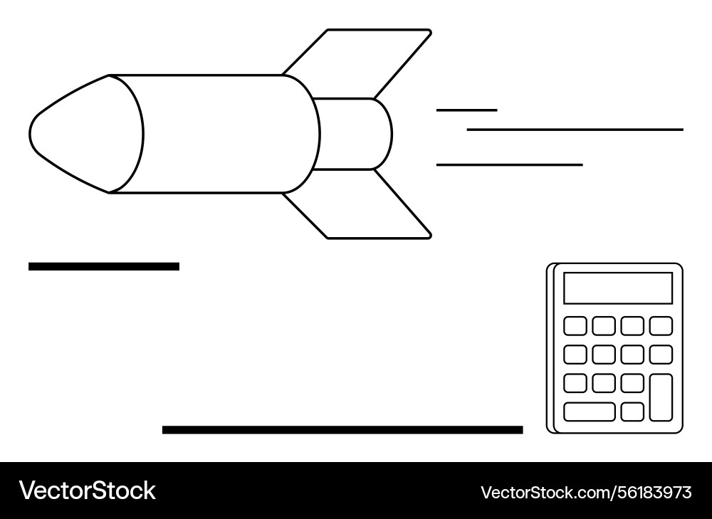 Rocket symbolizing speed and calculator denoting Rocket symbolizing speed and calculator denoting vector image