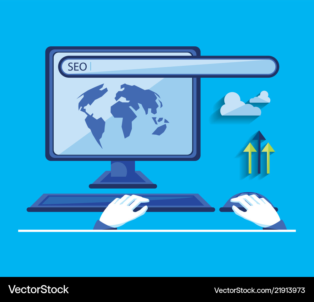 Search engine optimization with desktop Vector Image
