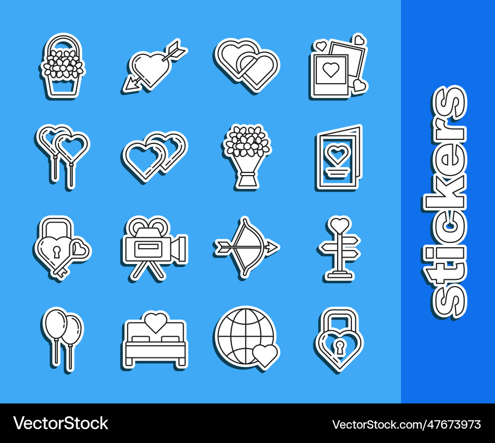 Set line castle in the shape of a heart signpost Set line castle in the shape of a heart signpost vector image