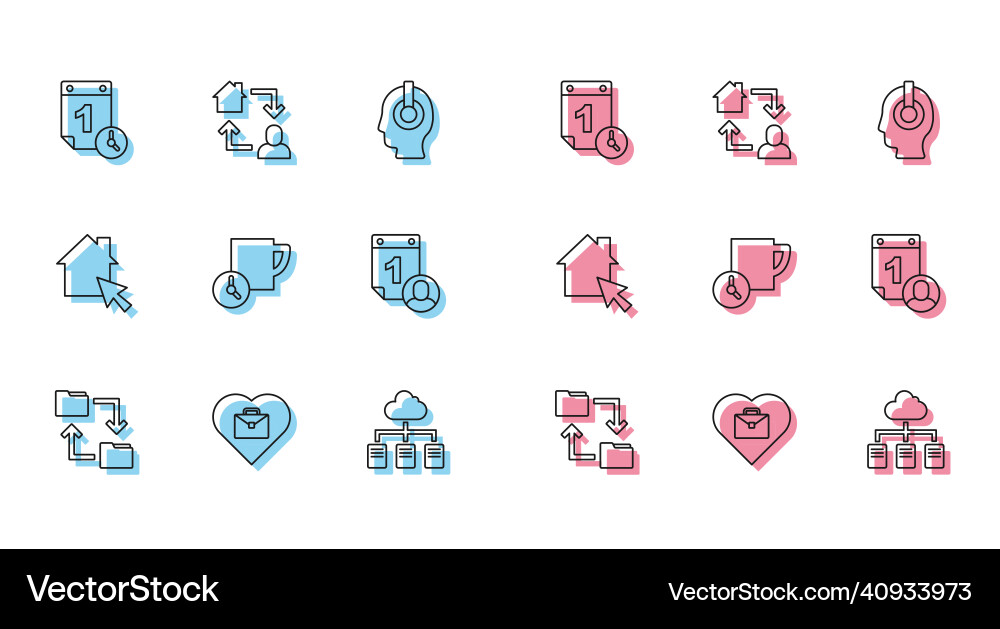 Set line cloud storage document folder heart Set line cloud storage document folder heart vector image