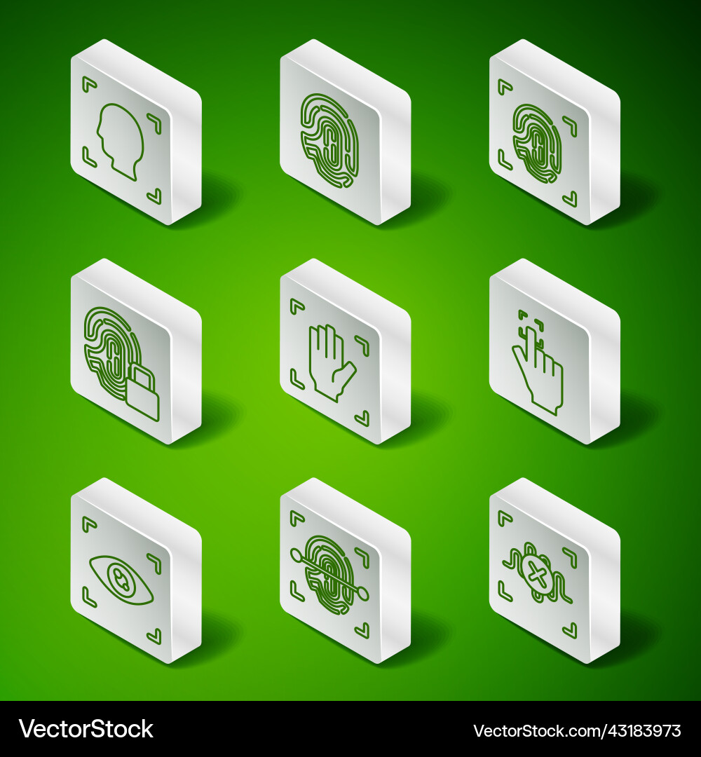 Set line rejection voice recognition fingerprint Vector Image