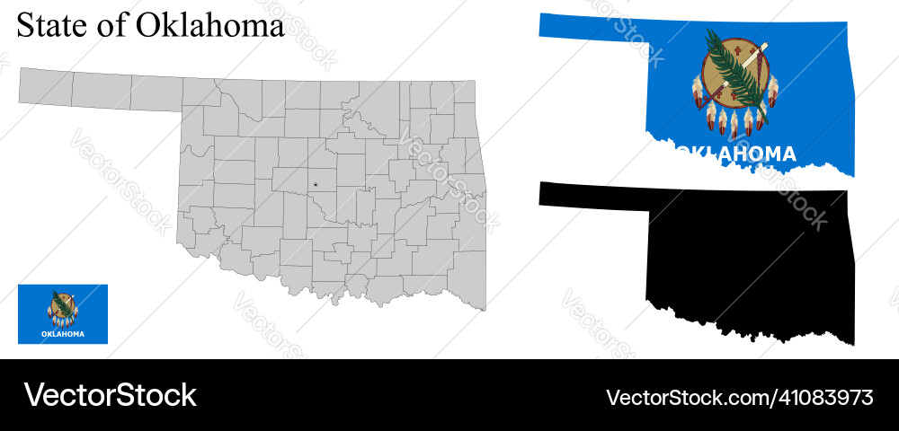 Set of maps oklahoma flag on the map vector image