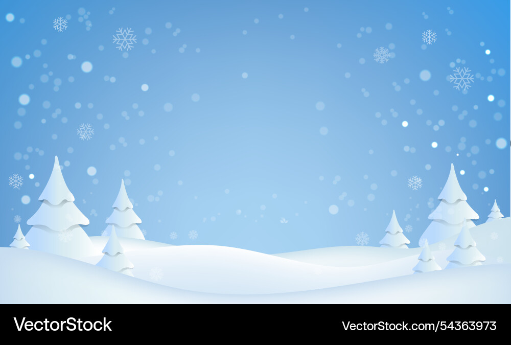 Snowfall and with snowflake snow fir trees Snowfall and with snowflake snow fir trees vector image