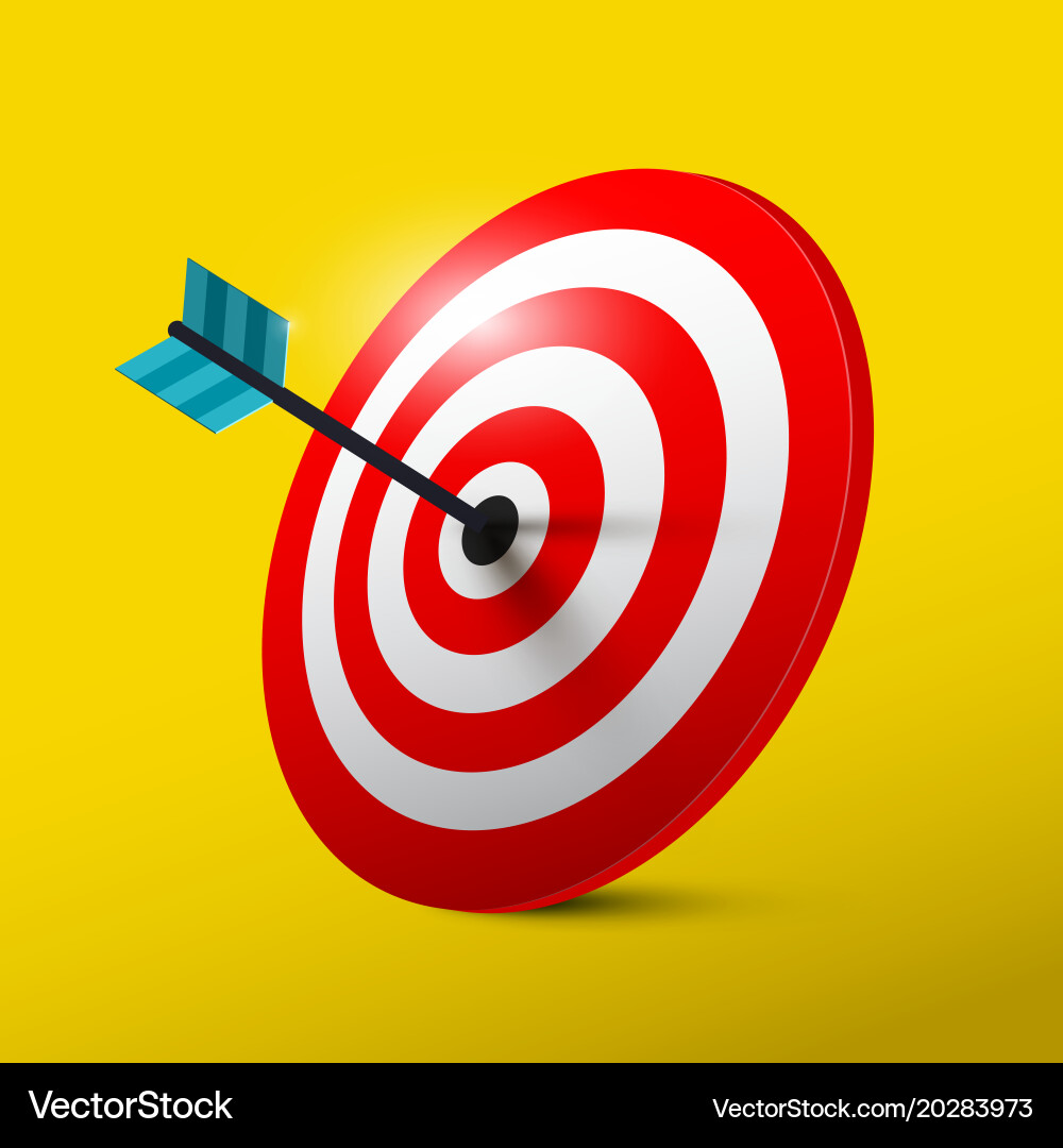 Target 3d symbol with dart dartboard icon vector image