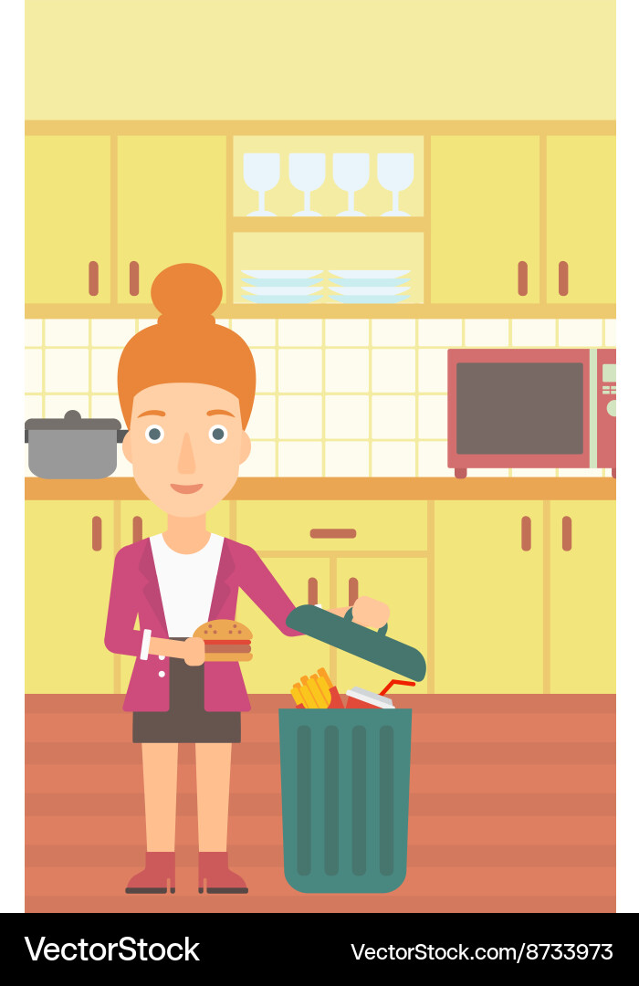 Woman throwing junk food Vector Image