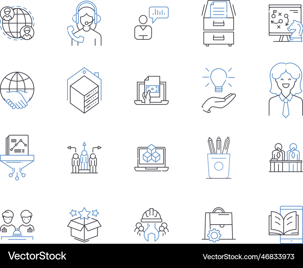 Workflow diagram line icons collection graphical Workflow diagram line icons collection graphical vector image