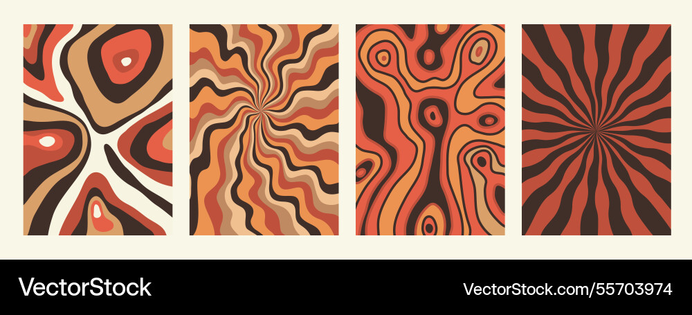 Abstract psychedelic retro pattern set groovy Abstract psychedelic retro pattern set groovy vector image