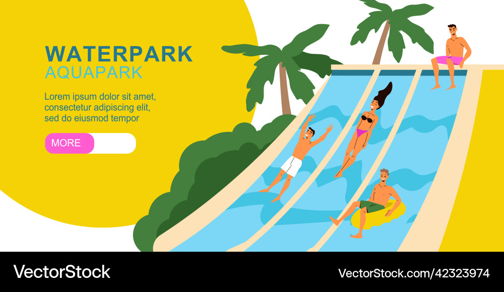 Aquapark banner flat Royalty Free Vector Image