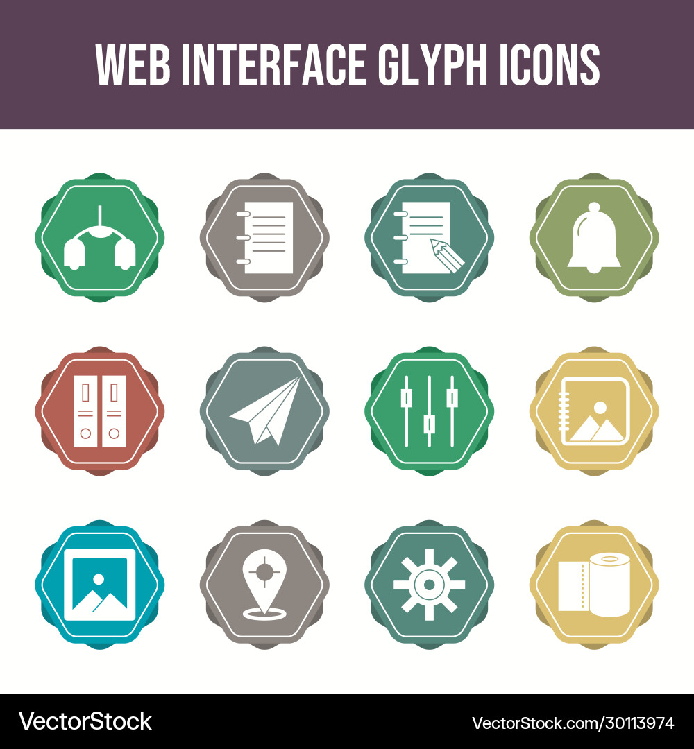 Beautiful web interface icon set vector image