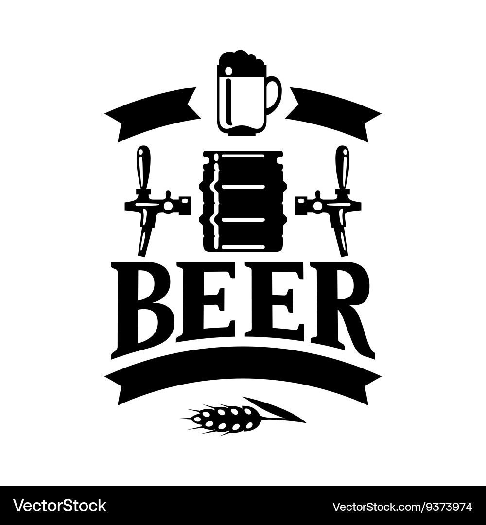 Beer label design with icons and objects vector image