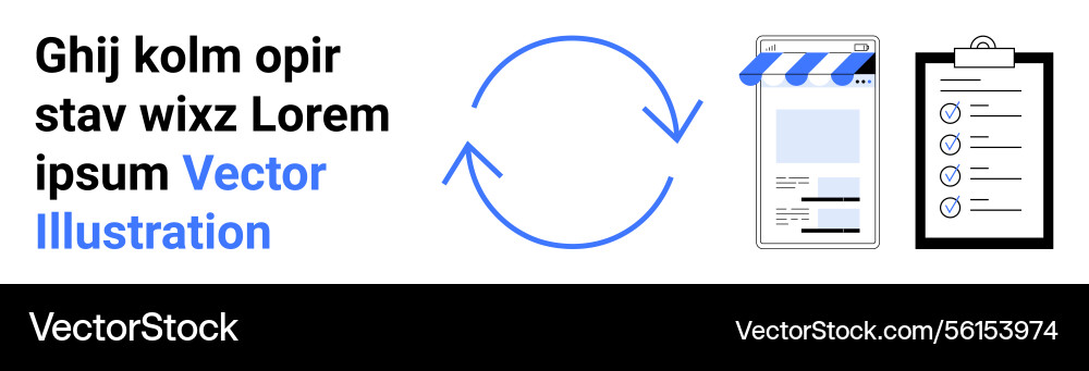 Circular process flow with storefront webpage Circular process flow with storefront webpage Vector Image