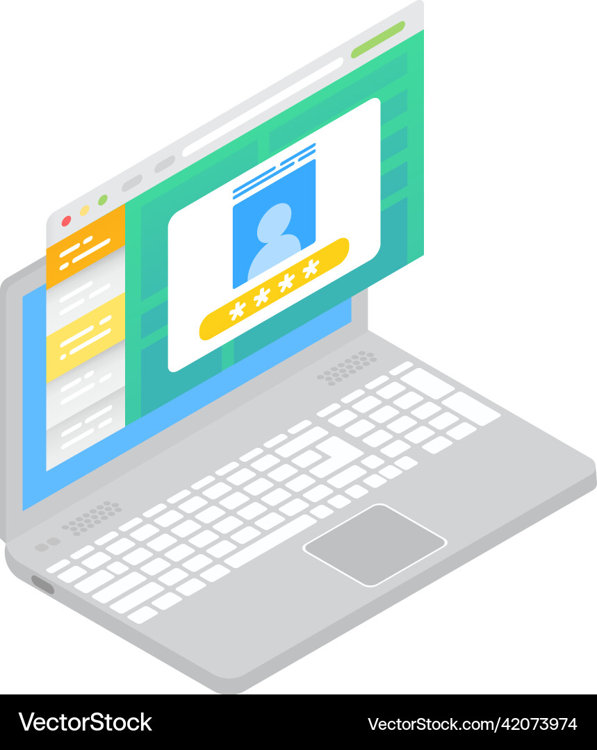 Enter security password 3d icon isolated vector image