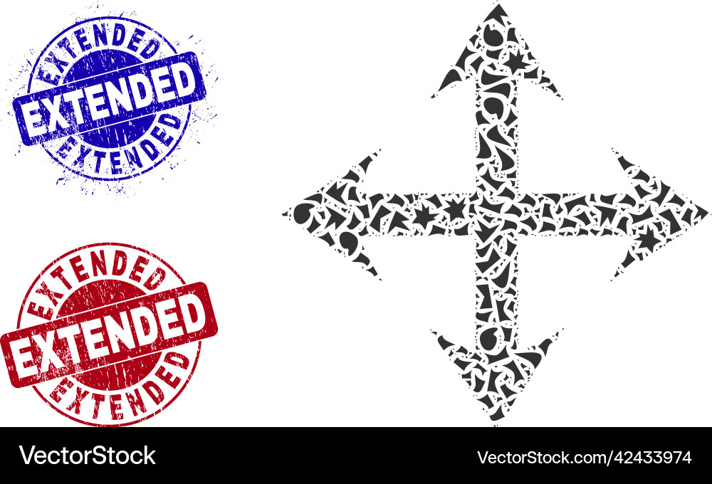 Expand arrows mosaic of shards with extended vector image