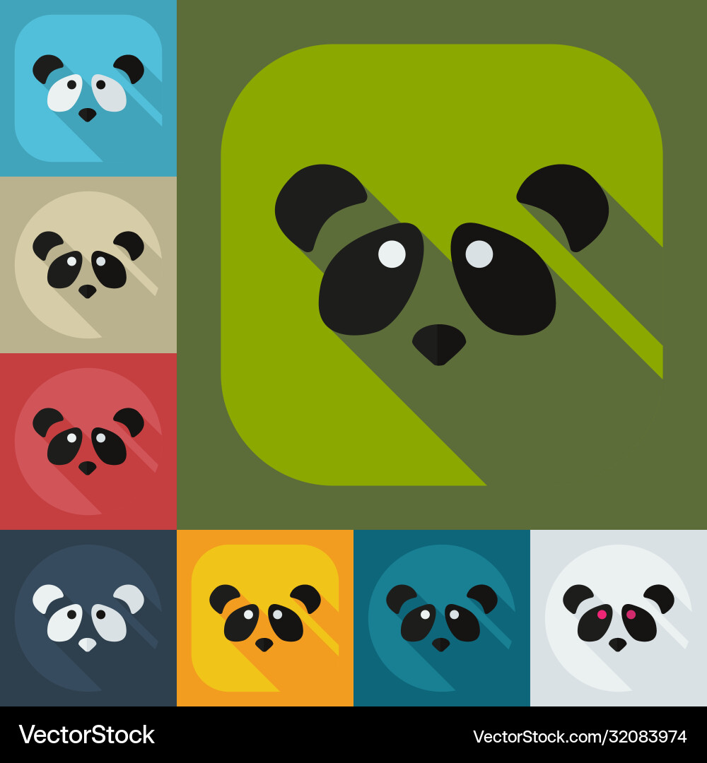 Flat modern design with shadow icons pandas vector image