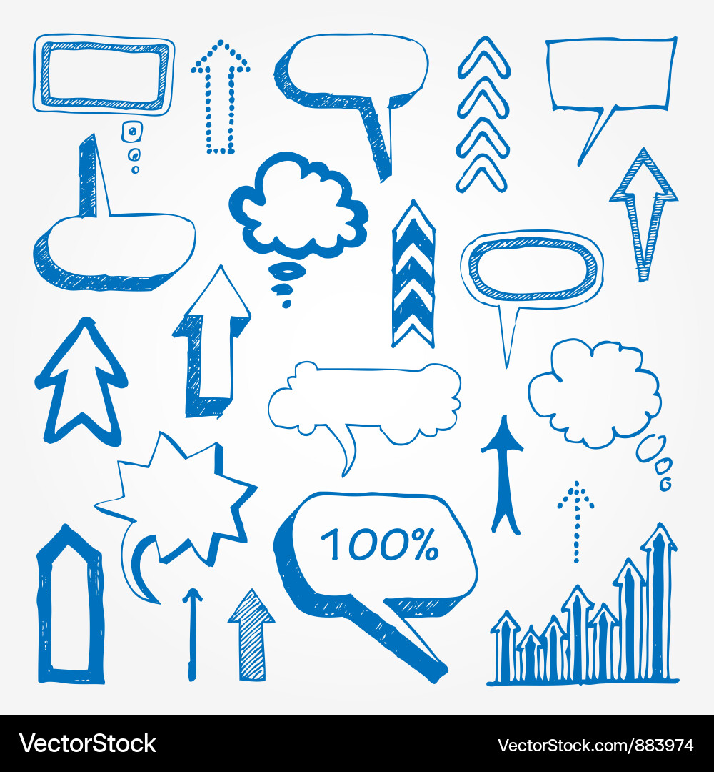 Hand Drawn Arrows and Speech Bubbles Vector Image