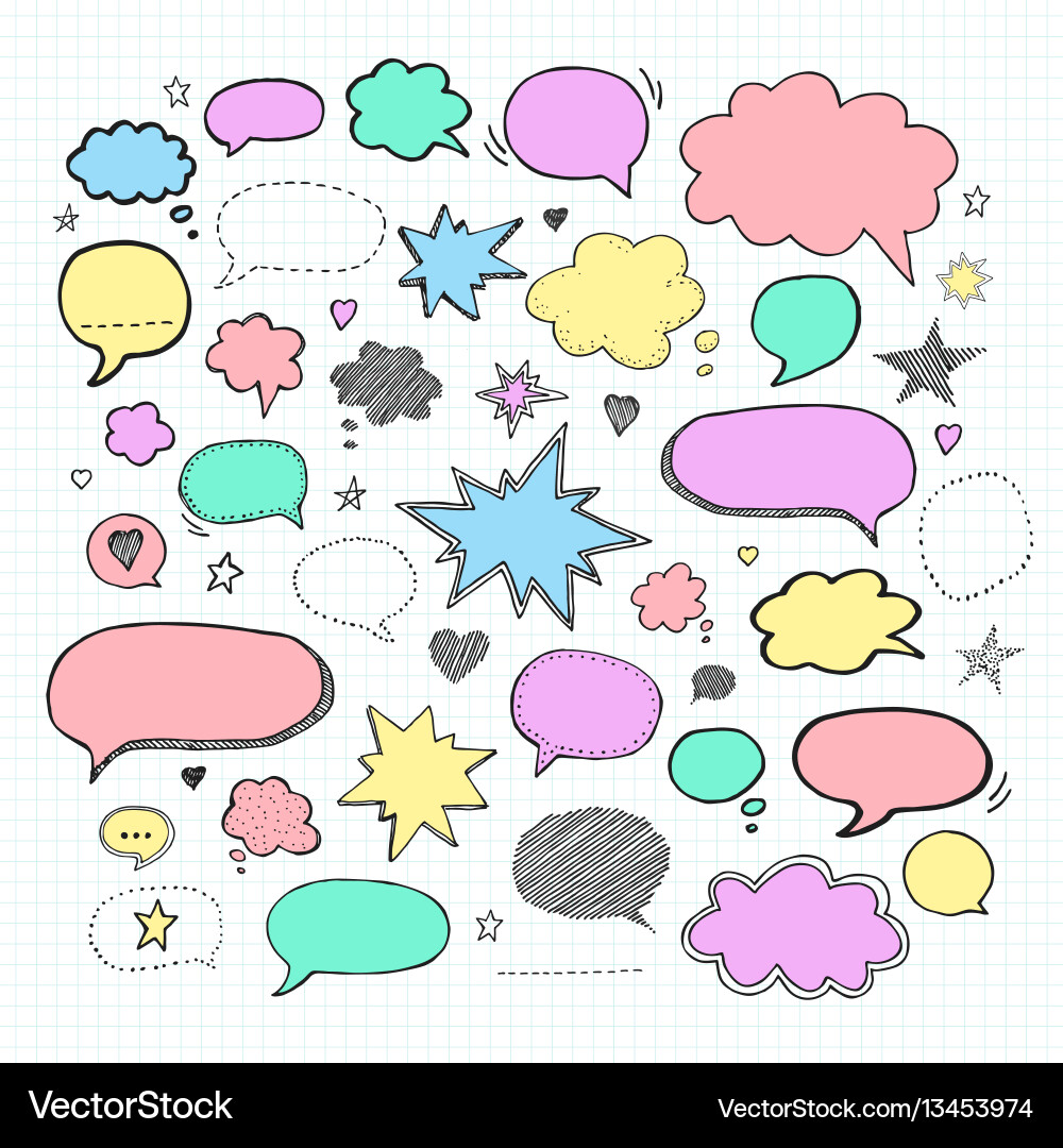Handwriting set of speech bubbles Vector Image