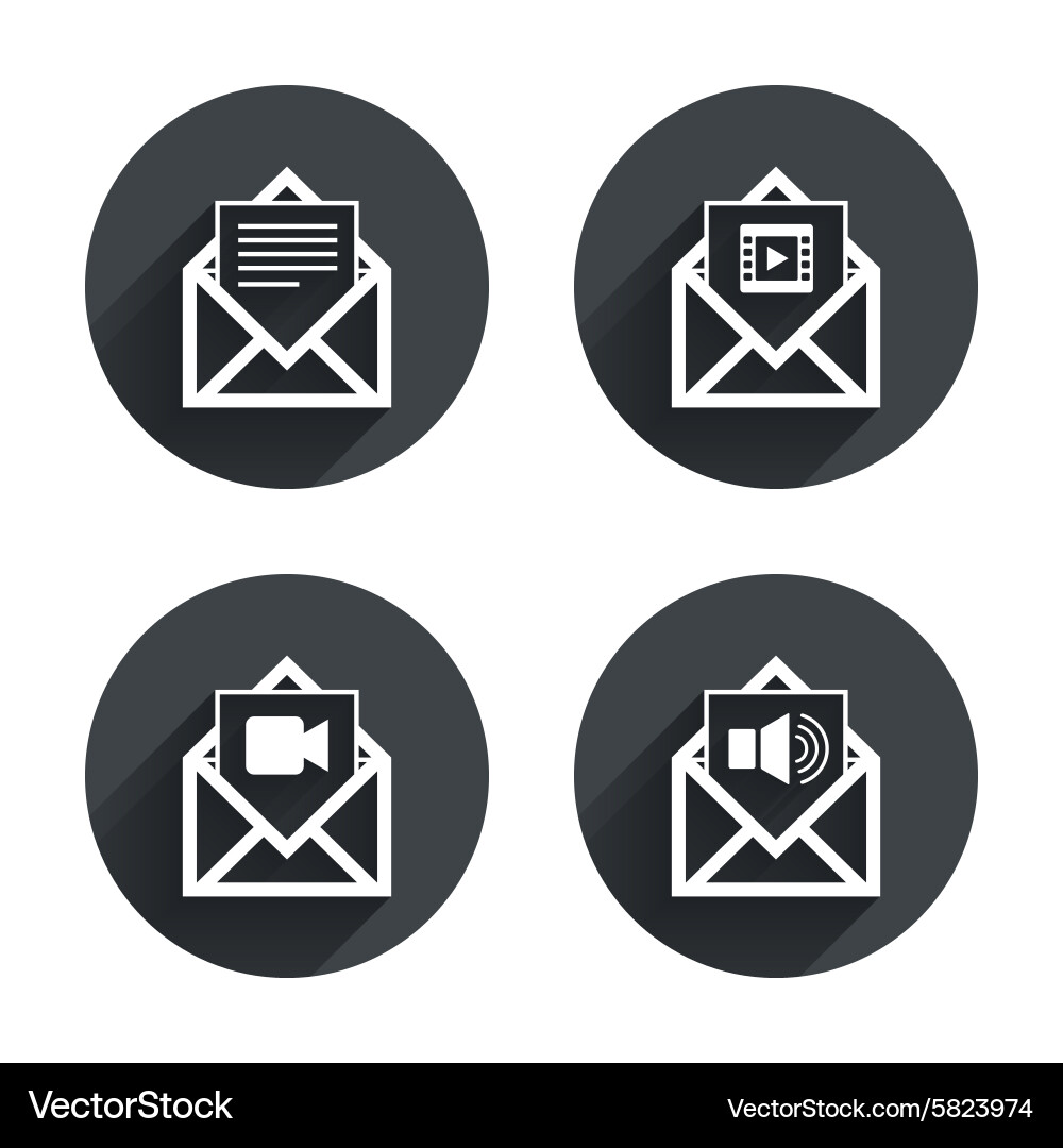 Mail envelope icons message document symbols Vector Image