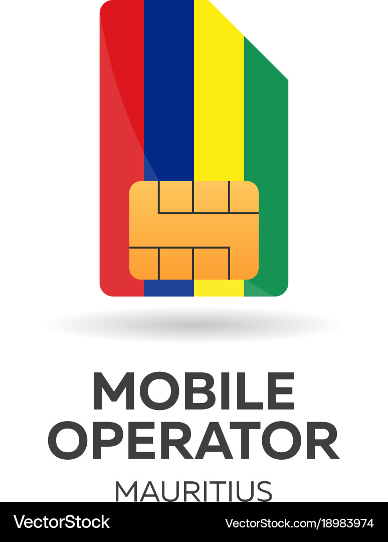 Mauritius mobile operator sim card with flag vector image