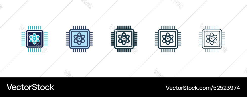Quantum computing icon set black filled Quantum computing icon set black filled vector image