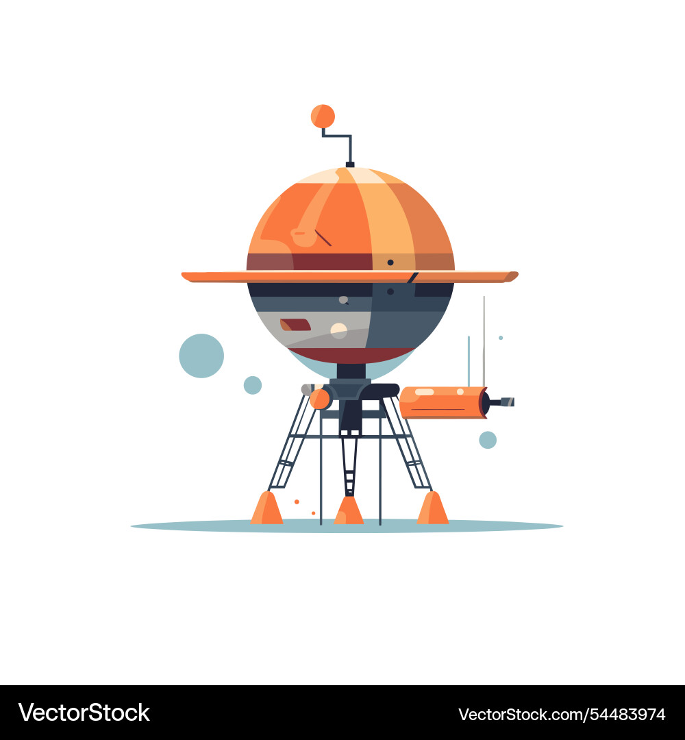 Rocket-like spacecraft exploring a fictional Vector Image