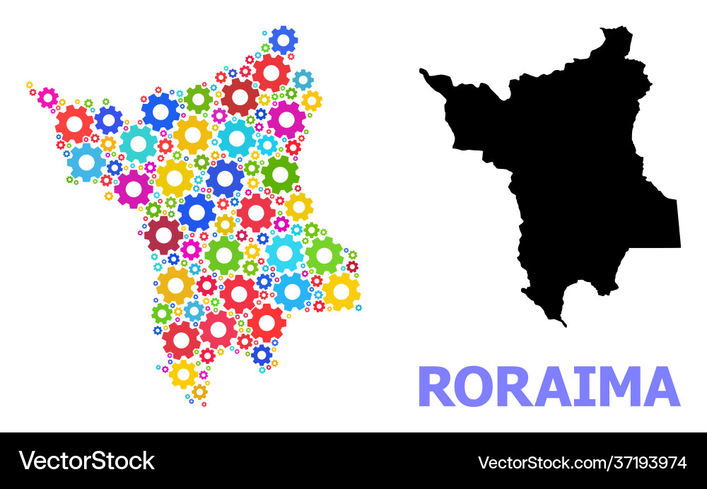 Service collage map roraima state with colorful Service collage map roraima state with colorful vector image